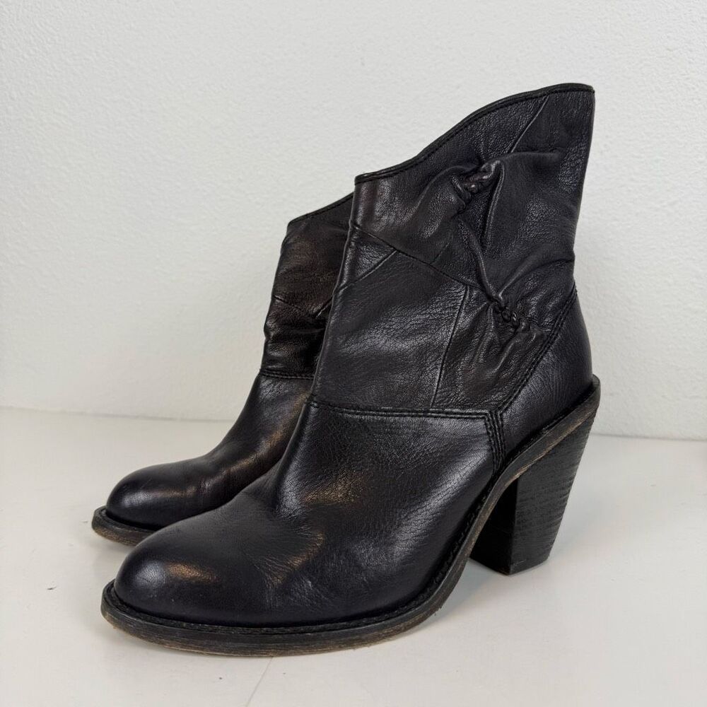 Miss Sixty Monet Black Leather Western Boots Size 37.5‎